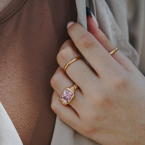 pink zirconia ring