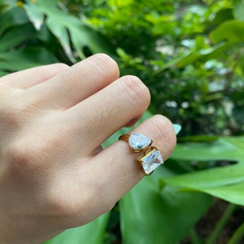 Gold Teardrop Adjustable Ring