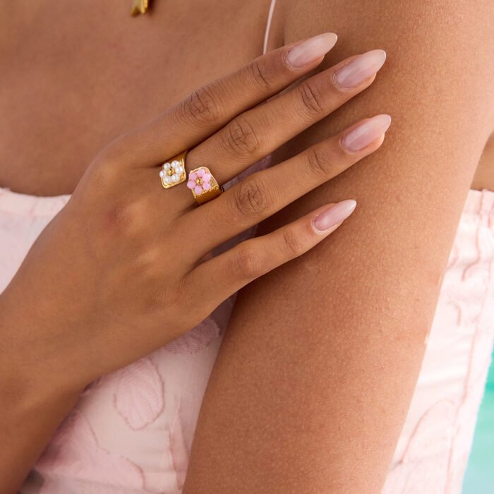 gold pearl flower ring