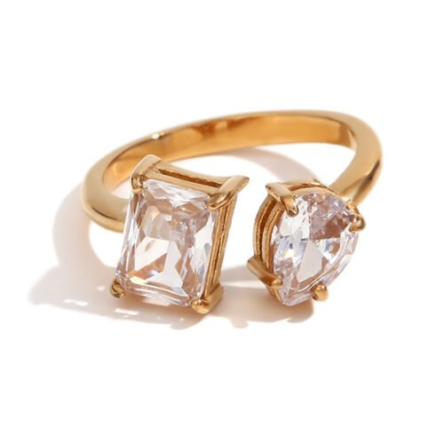 Gold Teardrop Adjustable Ring