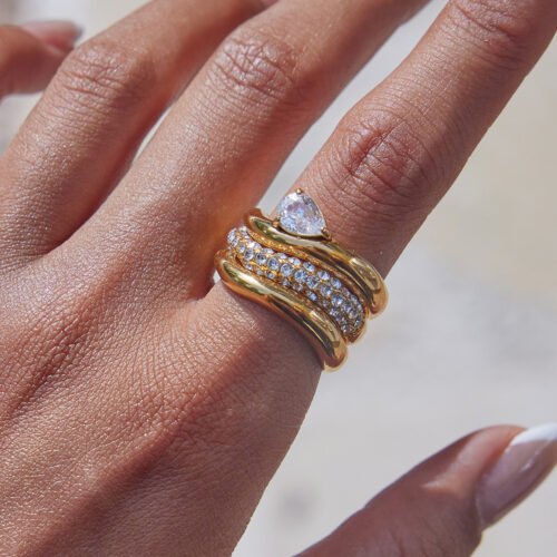Gold stackable rings for women