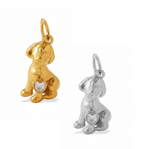 18K Gold Cute Dog charm
