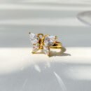 butterfly cz ring in 18k gold plated stainless steel