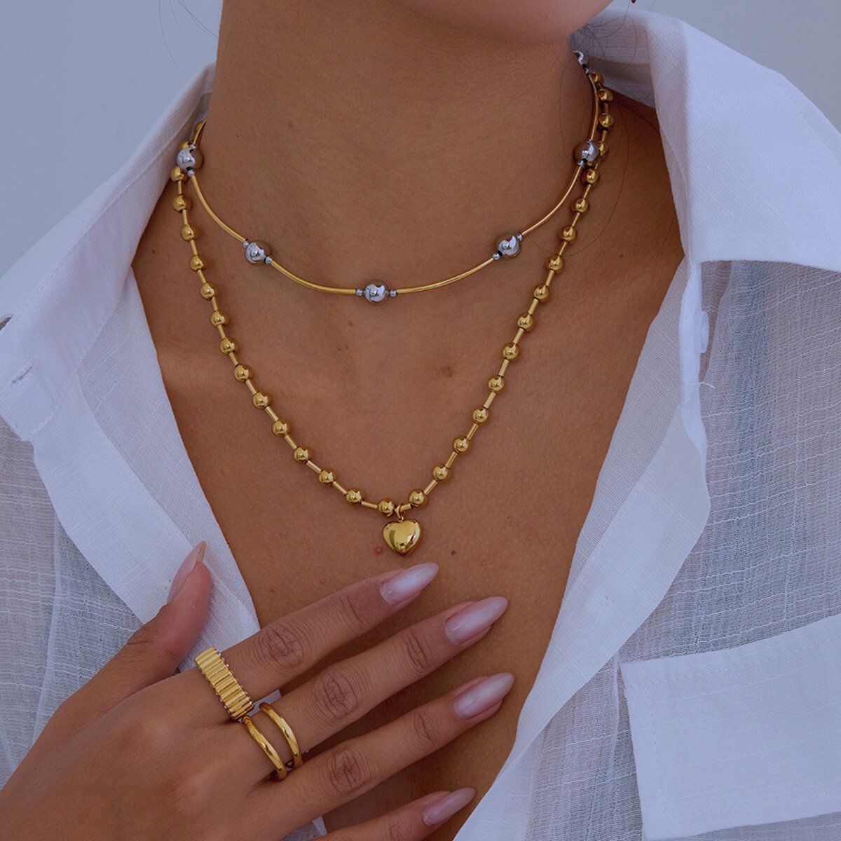 Waterproof stainless steel chain necklace for women