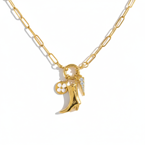 cowboy boot necklace gold charm the cassidy charm necklace