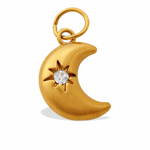 CZ Moon Charm with Star