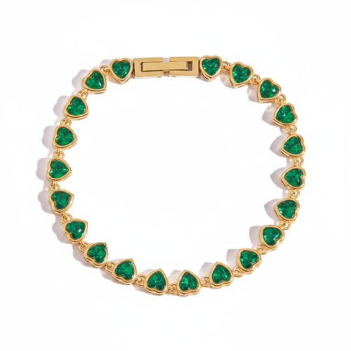 Green Heart Tennis Bracelet