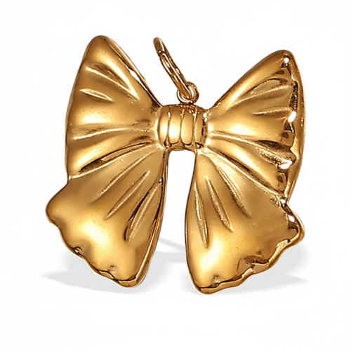 Stainless Steel Ribbon Bow Charm