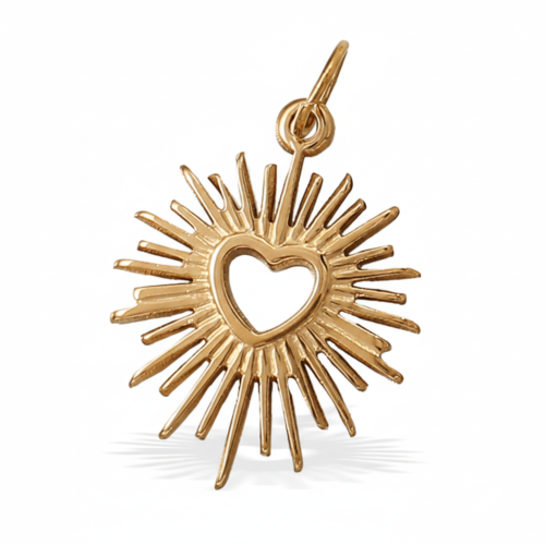 Sunburst heart charm