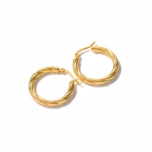 BYO Twisted Huggie Hoops 18K Gold-Plated Stainless Steel
