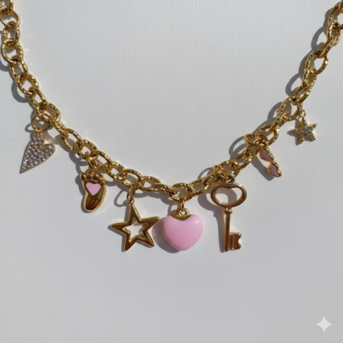 Pink Heart Charm Bracelet