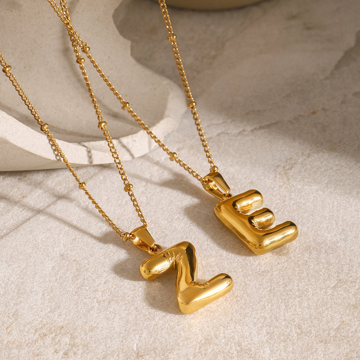 stainless steel initial necklace