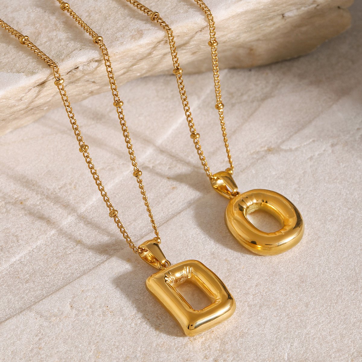 dainty gold initial necklace for women