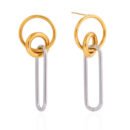 waterproof paperclip earrings in two-tone gold and silver