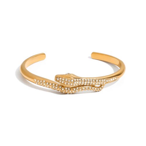 18K Gold Snake Bangle