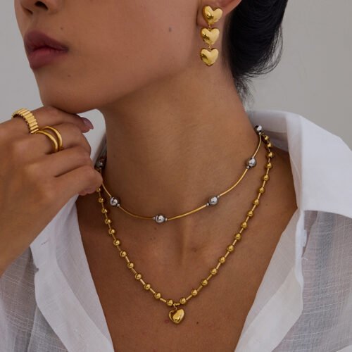 Triple Heart Dangle Earrings