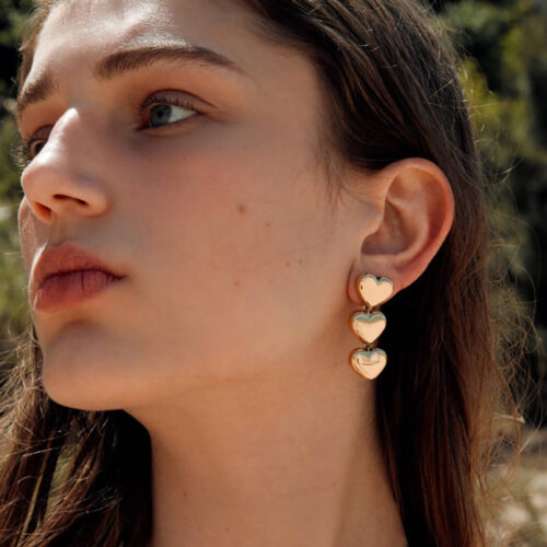 Triple Heart Dangle Earrings