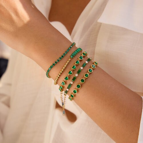 Green Heart Tennis Bracelet