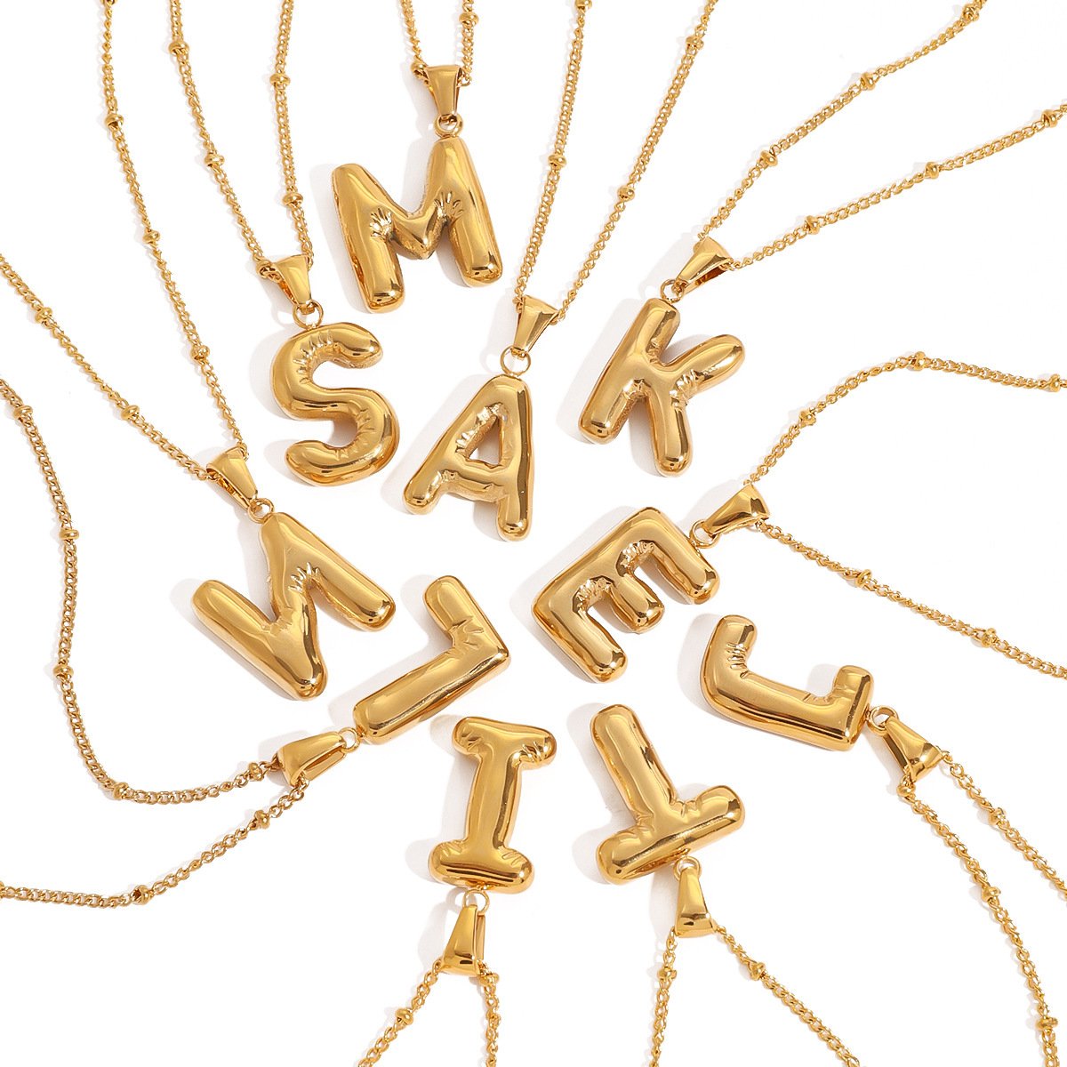 personalized letter necklace 18k gold plated