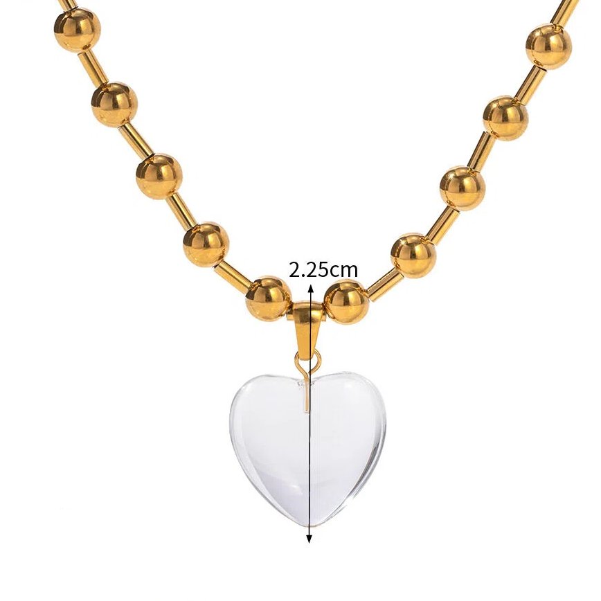 18k gold heart necklace with chunky bead chain