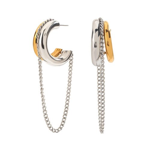 Mixed Metal Double Hoop Earrings