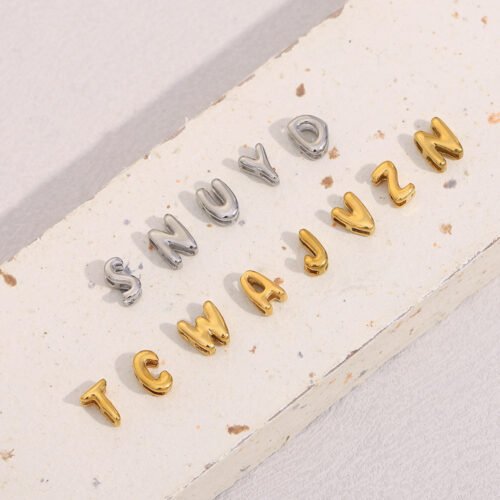 Slider bubble letter charms in gold and silver for custom jewelry making