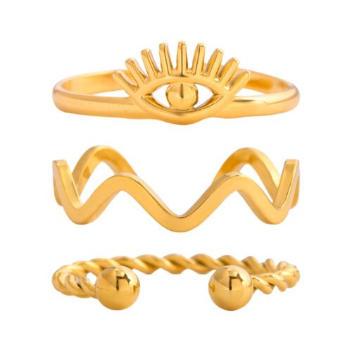 Evil Eye Wavy Ring Set