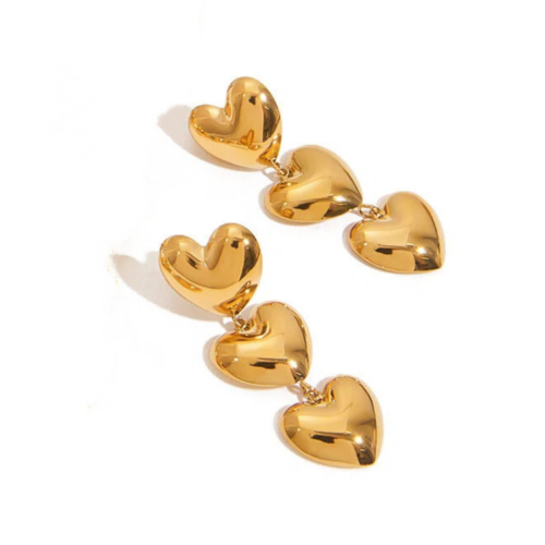 Triple Heart Dangle Earrings