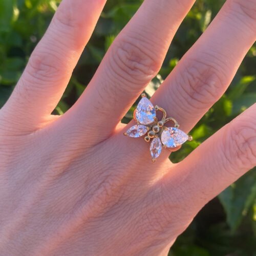 marquise cut cubic zirconia butterfly ring