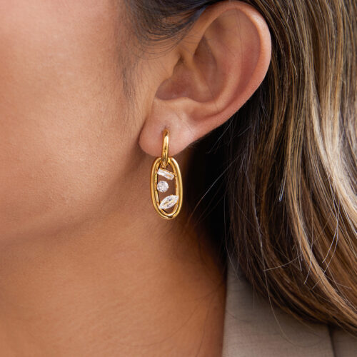 grace hoop gold zircon drop earrings 18k gold plated stainless steel