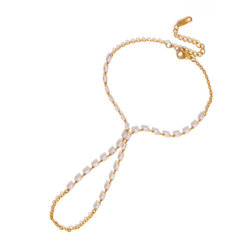 square cut zircon hand chain 18k gold plated prism hand chain geometric diamond bracelet for women
