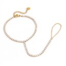 zircon hand chain bracelet gold 18k plated stainless steel cubic zirconia