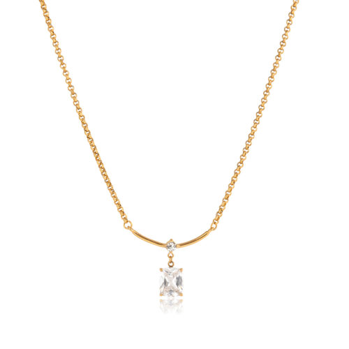 elara necklace gold radiant cut zircon pendant