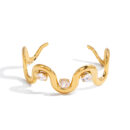 serpent gold snake cuff bracelet with zircon stones sculptural design