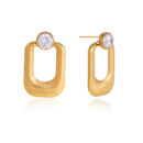 statement gold earrings flame shape zircon stud chunky gold drop earrings stainless steel 18k gold plated