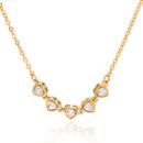 dainty heart necklace gold zircon five hearts