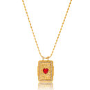 gold red heart pendant necklace zircon charm