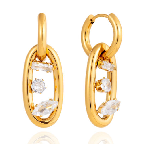 grace hoop gold zircon drop earrings 18k gold plated stainless steel