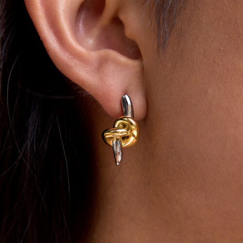 heart knot earrings gold 18k gold plated stainless steel minimalist drop earrings