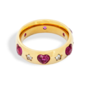 love spell ring pink heart zircon gold enamel band waterproof stainless steel ring