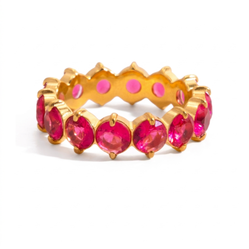 Berry Moon pink zircon eternity band in 18K gold plated stainless steel with round zircon stones