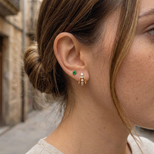 Trinity Hoop crystal c hoop earrings in 18K gold plated stainless steel