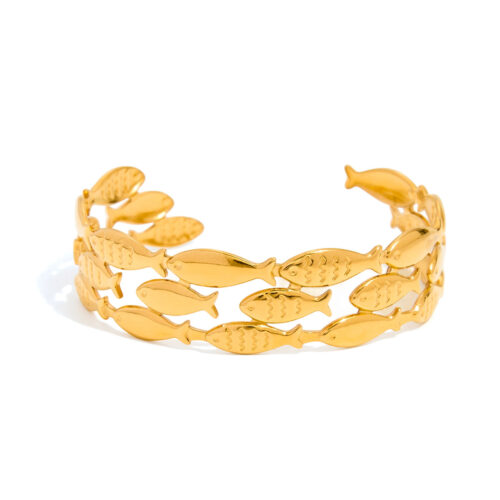Marina gold fish bangle bracelet in 18K gold plated stainless steel