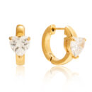 Gold heart zircon huggie earrings in 18K gold plated stainless steel with heart-cut zircon stones