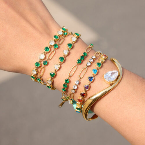 ris’s Promise Rainbow Heart Tennis Bracelet with Multicolor Zirconia
