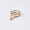 Tassel Chain Spiral Ring 18K Gold Plated Stainless Steel Zircon Statement Ring Spiral Tassel Design