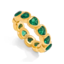 Green heart ring in 18K gold plated stainless steel with emerald green heart zircon