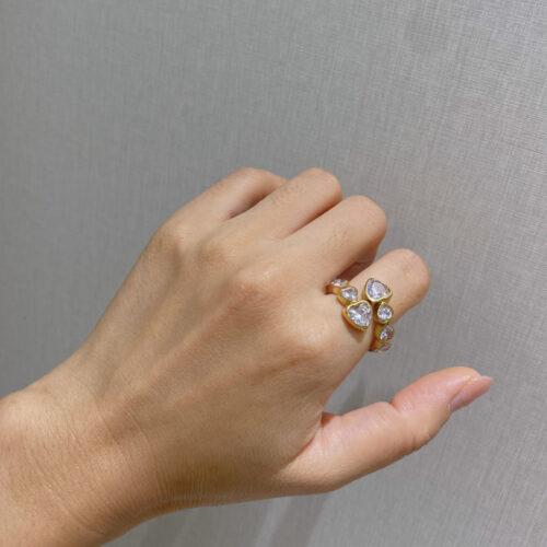 Celeste Ring with heart cut zircon stones in 18K gold plated stainless steel