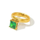 Veda emerald green zircon ring in 18k gold plated stainless steel
