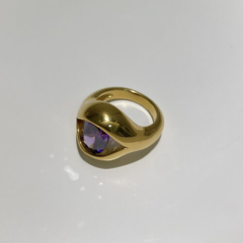 Eyes Ring – Purple Zircon Gold Ring in 18K Gold Plated Stainless Steel Statement Jewelry
